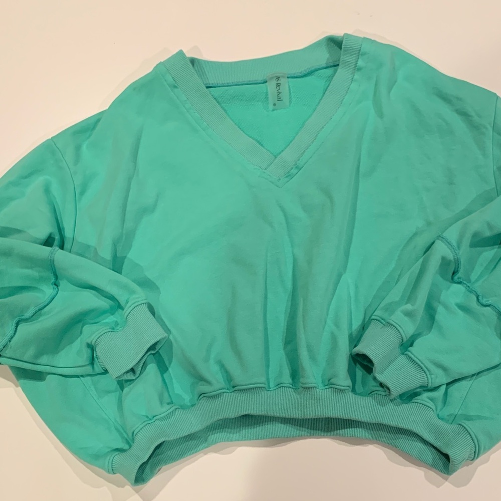 Altar’d State Green V-Neck Sweatshirt